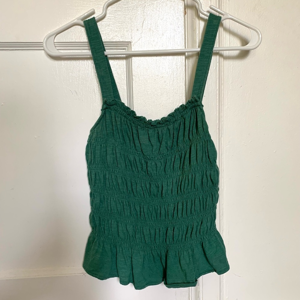 Green Smocked Tank Top